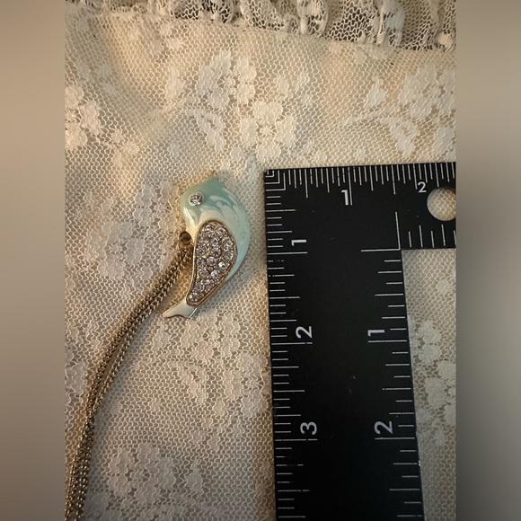 Elegant Blue Bird Pendant Necklace Gold Tone Necklace - Picture 5 of 5